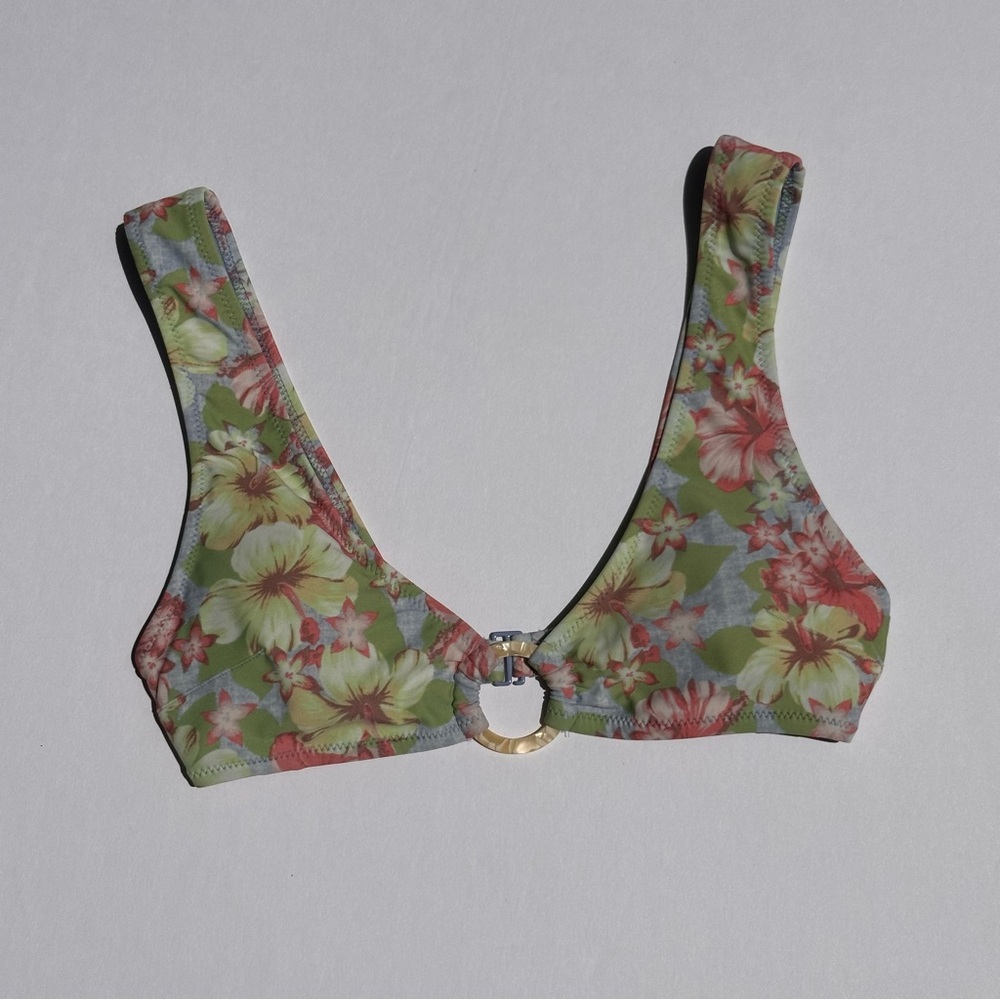Aerie scoop neck floral swimsuit top size small